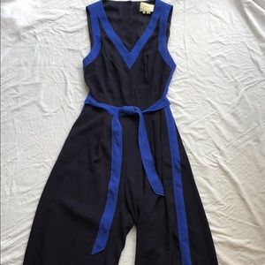 ANTHROPOLOGIE Dark Navy Wide Leg Jumpsuit-Size 10